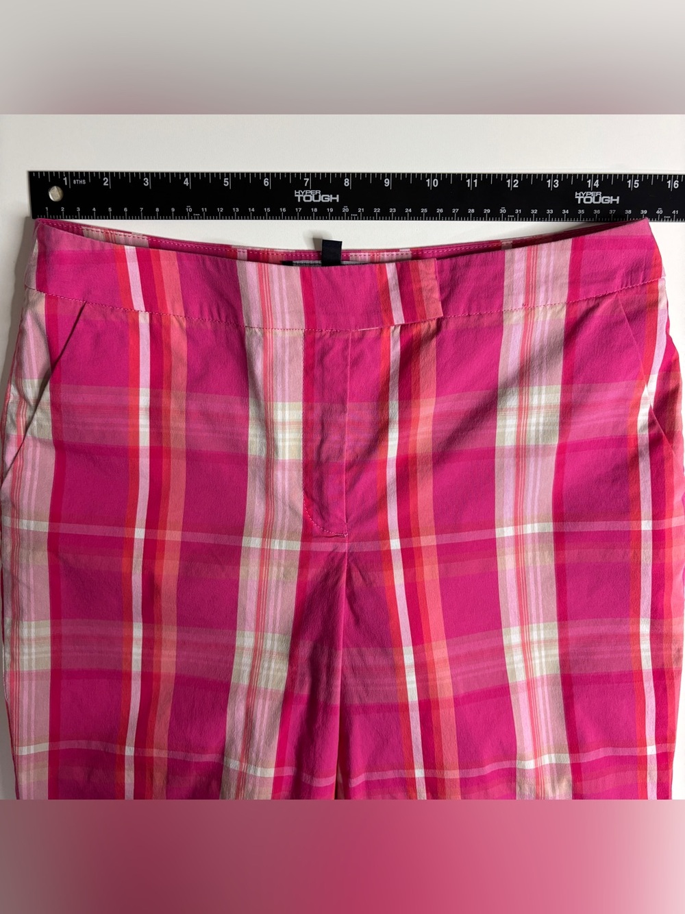 Jones New York Pink Plaid Bermuda Shorts Size 6 Preppy Summer Golf - Picture 7 of 12